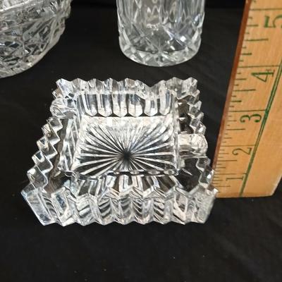 Crystal glassware - candy dish - vase - ashtray and lidded dish with spoon