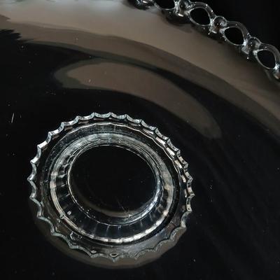 Vintage Heisey glass, large low console bowl Lariat pattern and Imperial glass Candlewick divided dish