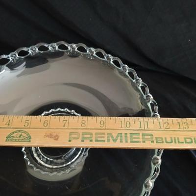Vintage Heisey glass, large low console bowl Lariat pattern and Imperial glass Candlewick divided dish