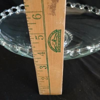 Vintage Heisey glass, large low console bowl Lariat pattern and Imperial glass Candlewick divided dish