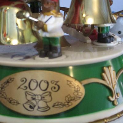 Christmas Figurines Avon Bear Band Striking Bell On Spiral Stairway