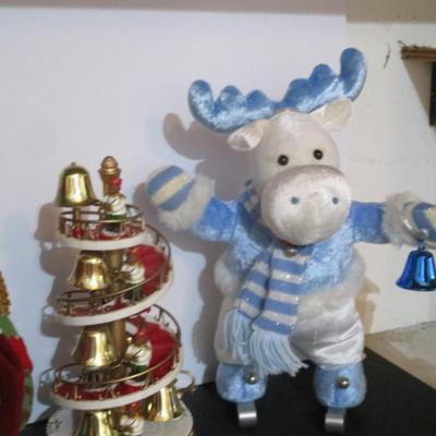 Christmas Figurines Avon Bear Band Striking Bell On Spiral Stairway