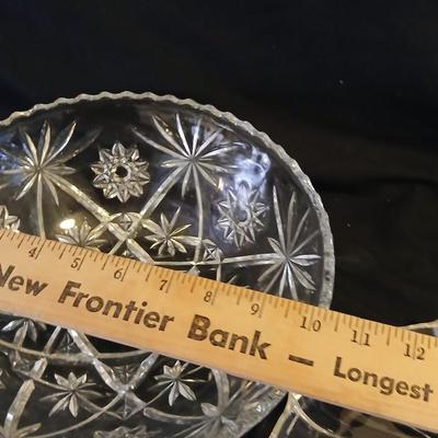 Two beautiful vintage glass bowls and a platter - one bowl is heavy - crystal like