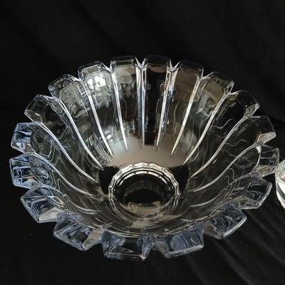 Two beautiful vintage glass bowls and a platter - one bowl is heavy - crystal like