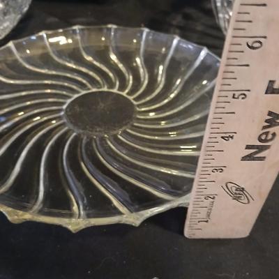 Two beautiful vintage glass bowls and a platter - one bowl is heavy - crystal like