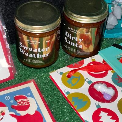 G208-Cards, candles, wine gift bags with glass markers attached etc