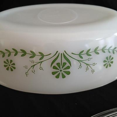 Vintage Pyrex Pink Daisy Space Saver Dish 2162 - Retro Pink Pyrex Glasbake Green Crazy Daisy Casserole Baking Dish with lid J235