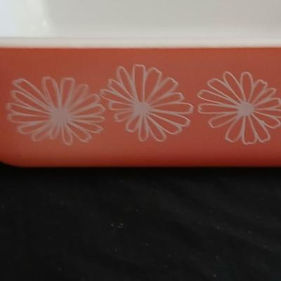 Vintage Pyrex Pink Daisy Space Saver Dish 2162 - Retro Pink Pyrex Glasbake Green Crazy Daisy Casserole Baking Dish with lid J235