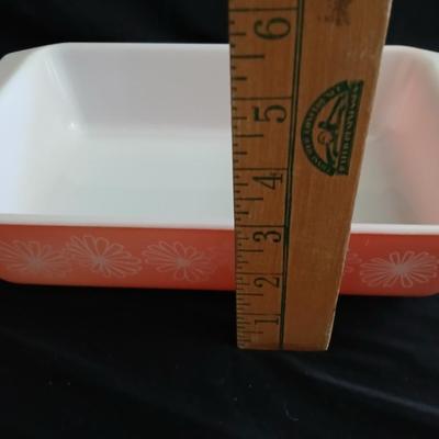 Vintage Pyrex Pink Daisy Space Saver Dish 2162 - Retro Pink Pyrex Glasbake Green Crazy Daisy Casserole Baking Dish with lid J235