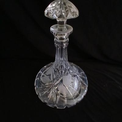 Beautiful Glass Crystal Decanter Captains Ship Sherry Decanter with etched flowers - and more