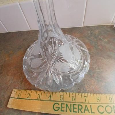 Beautiful Glass Crystal Decanter Captains Ship Sherry Decanter with etched flowers - and more