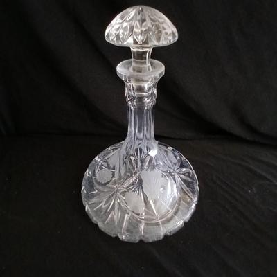 Beautiful Glass Crystal Decanter Captains Ship Sherry Decanter with etched flowers - and more