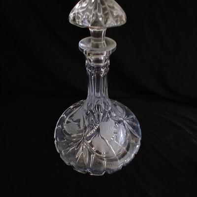 Beautiful Glass Crystal Decanter Captains Ship Sherry Decanter with etched flowers - and more