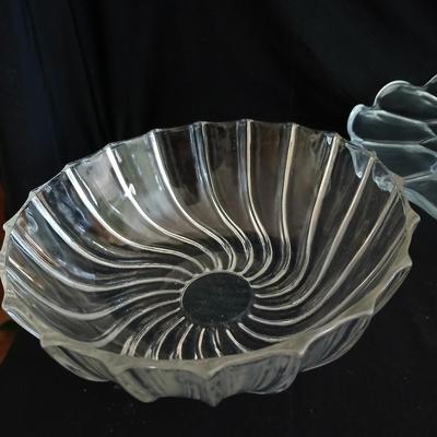 Crystal glass Dishware - Vintage kitchen Glassware pedestal platter - bowls - divided dish