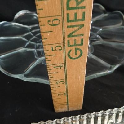 Crystal glass Dishware - Vintage kitchen Glassware pedestal platter - bowls - divided dish