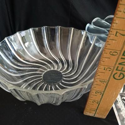 Crystal glass Dishware - Vintage kitchen Glassware pedestal platter - bowls - divided dish