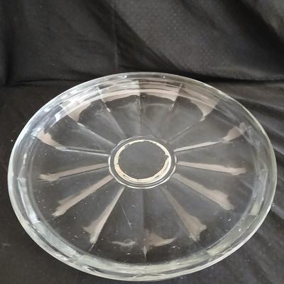 Lidded Dome glass cake plate and pedestal cake stand / platter