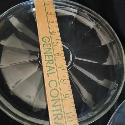 Lidded Dome glass cake plate and pedestal cake stand / platter