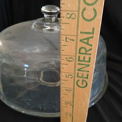 Lidded Dome glass cake plate and pedestal cake stand / platter