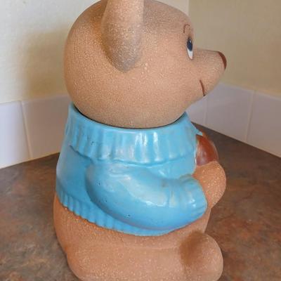 Adorable Teddy Bear cookie Jar marked Calif. USA on base Poppy trail