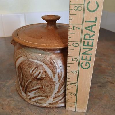 Singed and numbered Sargant #180 pottery - lidded bean pot - Soup pot - large canister