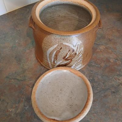 Singed and numbered Sargant #180 pottery - lidded bean pot - Soup pot - large canister