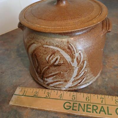 Singed and numbered Sargant #180 pottery - lidded bean pot - Soup pot - large canister