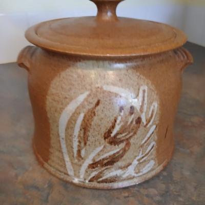 Singed and numbered Sargant #180 pottery - lidded bean pot - Soup pot - large canister