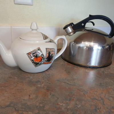 B.I.A. Cordon Bleu Brazilian made Ceramic tea pot and a metal tea pot and small teapot infuser