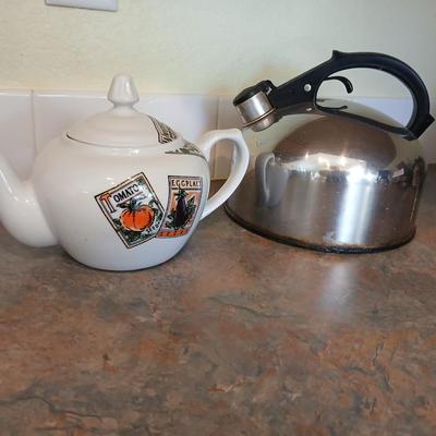 B.I.A. Cordon Bleu Brazilian made Ceramic tea pot and a metal tea pot and small teapot infuser