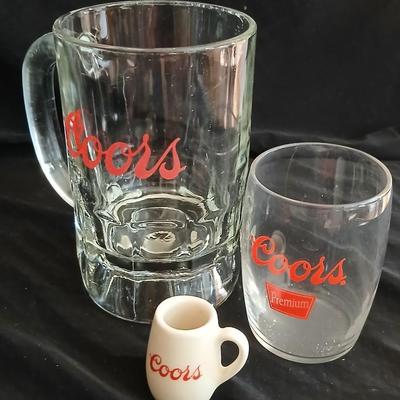 Home bar glass mugs - Coors - shot glasses - wine opener and more