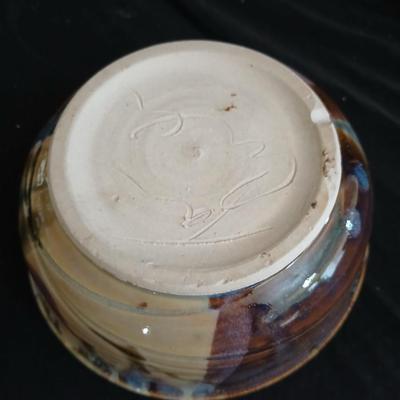 Signed pottery pieces - two bowls and a mug
