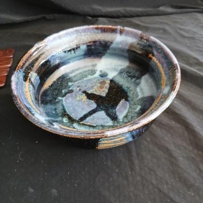 Signed pottery pieces - two bowls and a mug