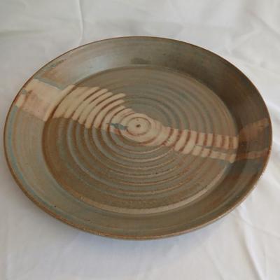 Handmade signed pottery pieces - Pie plate and platter