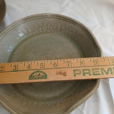 Handmade signed pottery pieces - Pie plate and platter