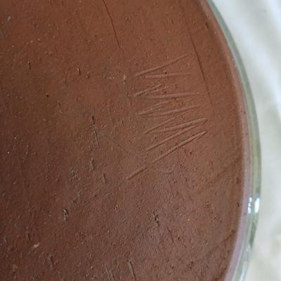 Handmade signed pottery pieces - Pie plate and platter