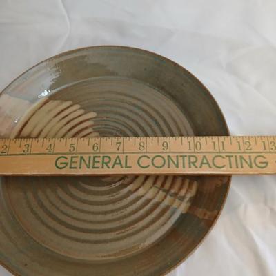 Handmade signed pottery pieces - Pie plate and platter