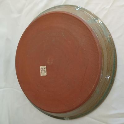 Handmade signed pottery pieces - Pie plate and platter