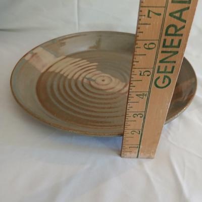 Handmade signed pottery pieces - Pie plate and platter