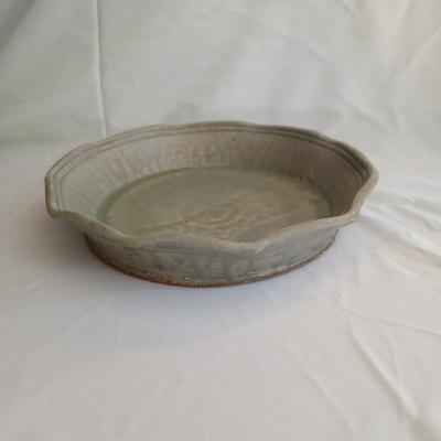 Handmade signed pottery pieces - Pie plate and platter