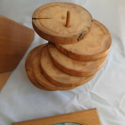 Nice Tramontana Knife set in knife block with wooden coasters and original framed artwork