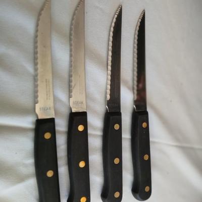 Nice Tramontana Knife set in knife block with wooden coasters and original framed artwork