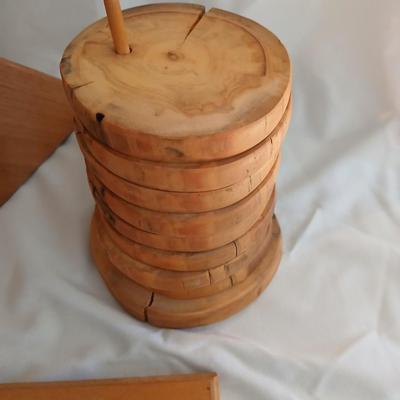 Nice Tramontana Knife set in knife block with wooden coasters and original framed artwork