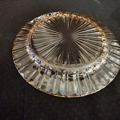 Pink depression glass fluted cherry tree pattern fruit bowl - Pink depression glass plate and a beautiful vase