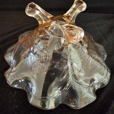 Pink depression glass fluted cherry tree pattern fruit bowl - Pink depression glass plate and a beautiful vase