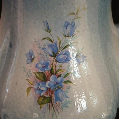 Vintage Oak Wash Basin with Mirror with Ornate Ironstone Pitcher and Bowl