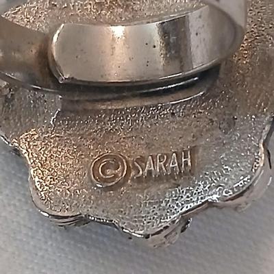 Vintage Sarah Coventry Lapis Coral Turquoise Color Silver Tone Ring with coral like stone ring