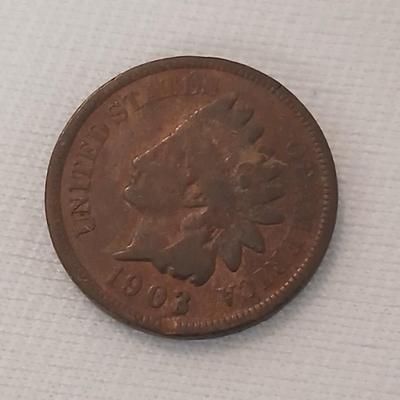 Five Indian Head Pennies 1897, 1899, 1907, 1903 & 1902