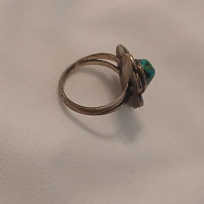 Sterling Silver Native American Turquoise Feather ring