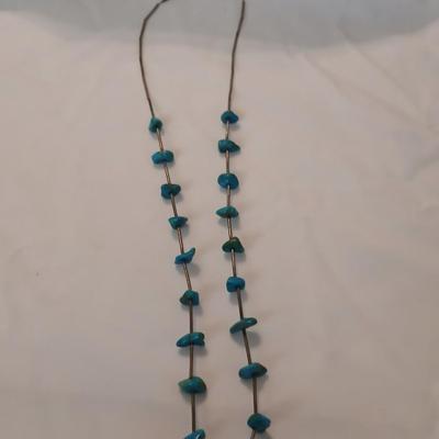 Vintage Silver and genuine Turquoise Native American Necklace 15"